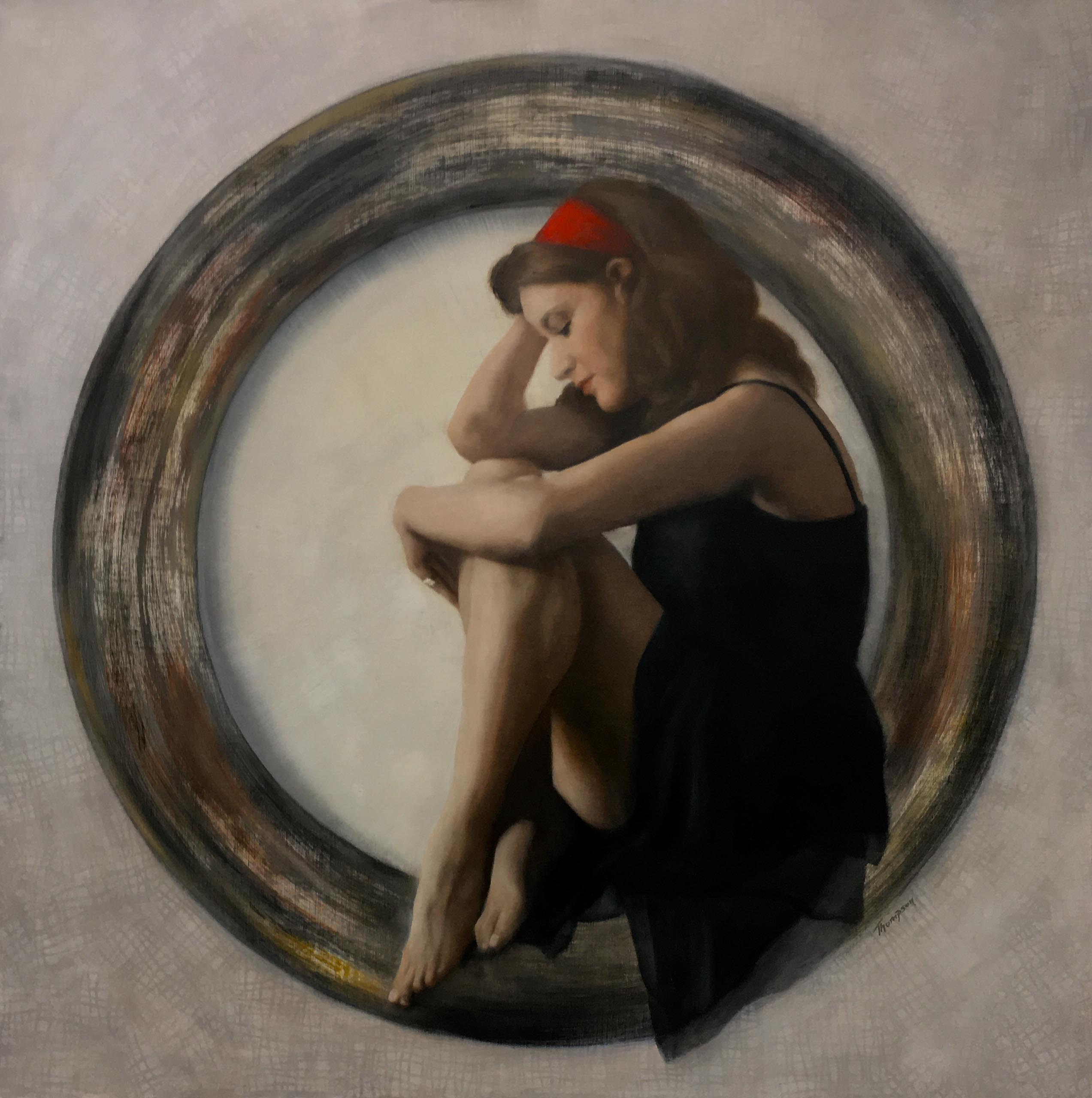 Laura Thompson, "Chiara", oil on linen on panel, 100 x 100 cm, 2020